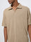 ETA Taupe Knit-Textured Relaxed-Fit Polo T-Shirt