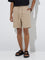 ETA Taupe Relaxed-Fit Mid-Rise Cotton-Blend Shorts