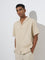 ETA Beige Self-Patterned Relaxed-Fit Cotton Shirt
