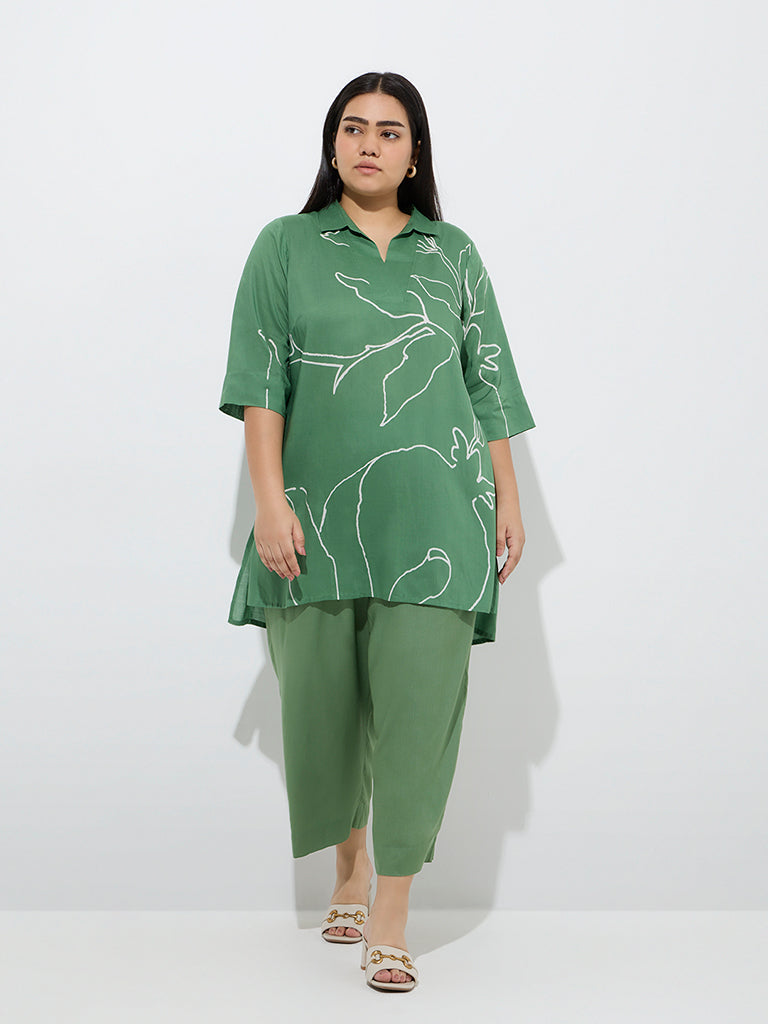 Diza Green Botanical Design Kurti