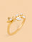 Gold Floral Solitaire Ring