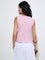 Bombay Paisley Pink Embroidered Ruched Cotton Top