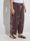 Diza Dark Brown Foliage Design Ethnic Pants