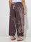 Diza Dark Brown Foliage Design Ethnic Pants