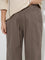 Gia Taupe Solid High-Rise Cotton Pants