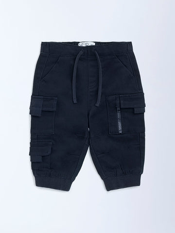 HOP Baby Black Mid-Rise Cotton-Blend Joggers