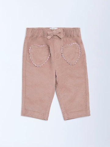 HOP Baby Dusty Pink High-Rise Corduroy Trousers