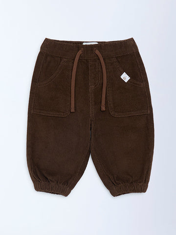 HOP Baby Dark Brown Mid-Rise Corduroy Joggers
