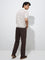Ascot Brown Relaxed-Fit Mid-Rise Cotton-Blend Chinos