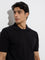 Ascot Black Self-Textured Relaxed-Fit Cotton-Blend T-Shirt
