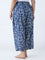 Diza Dark Blue Ikat Pattern Ethnic Pants