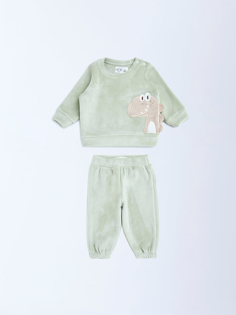 HOP Baby Sage Animal Design Sweatshirt and Joggers Set