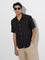 Ascot Black Leaf Design Relaxed-Fit Cotton-Blend Shirt