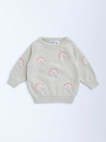 HOP Baby Beige Rainbow Design Cotton Sweater