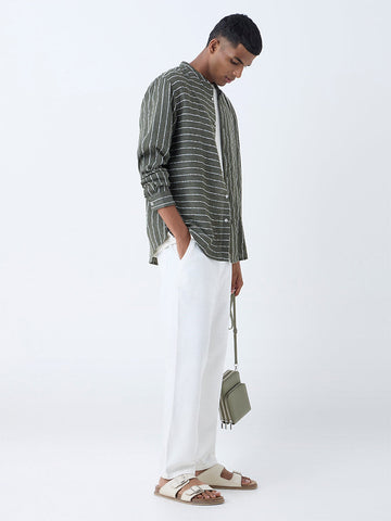 ETA Olive Striped Relaxed-Fit Shirt