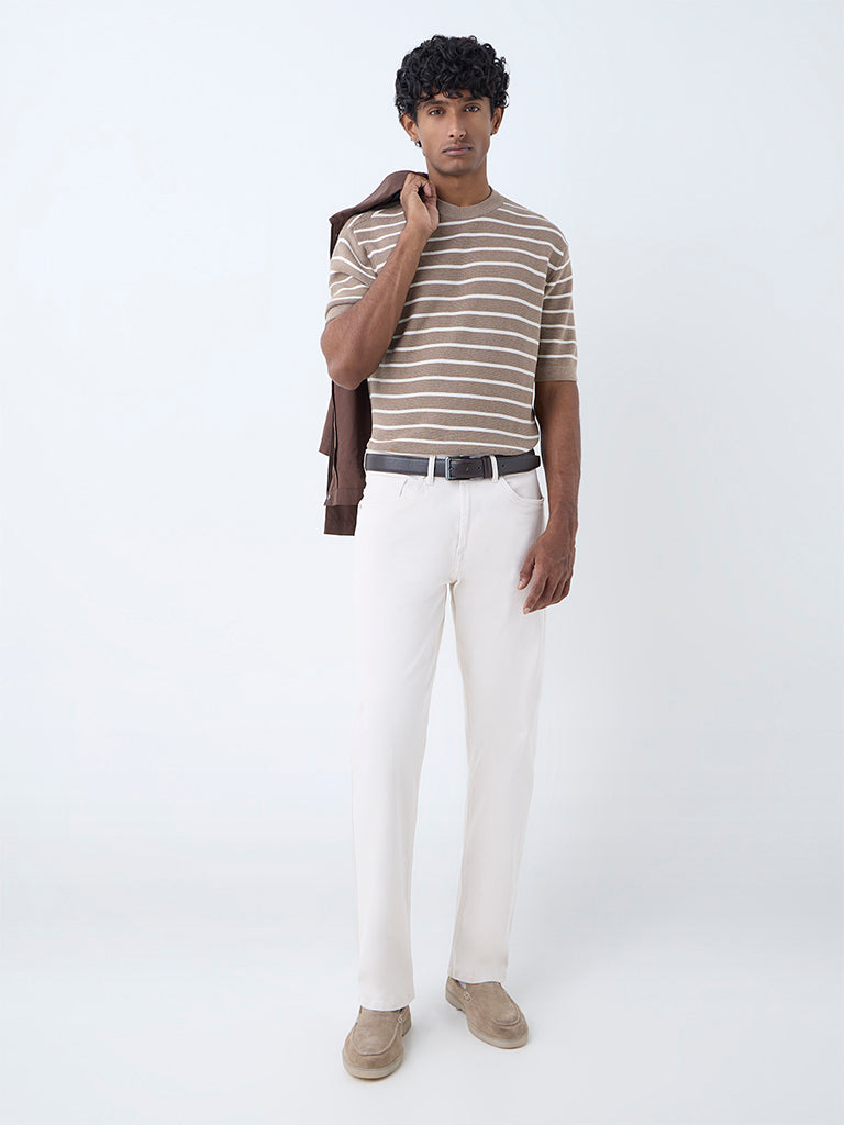 Ascot Off-White Relaxed-Fit Mid-Rise Jeans