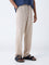 ETA Taupe Textured Relaxed-Fit Mid-Rise Cotton Pants