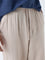 ETA Taupe Textured Relaxed-Fit Mid-Rise Cotton Pants