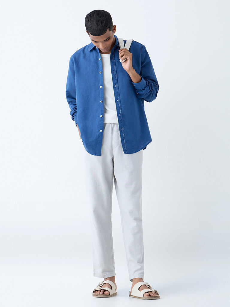 ETA Grey Solid Relaxed-Fit Mid-Rise Cotton Chinos