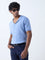 Ascot Blue Checkered Relaxed-Fit Cotton-Blend T-Shirt
