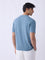 ETA Dusty Blue Woven-Textured Relaxed-Fit Cotton T-Shirt