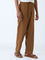 ETA Brown Solid Relaxed-Fit Mid-Rise Pants
