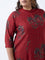 Diza Maroon Botanical Pattern A-Line Kurta