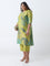 Diza Lime Botanical Design A-Line Kurta