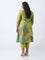 Diza Lime Botanical Design A-Line Kurta