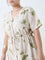 Gia Beige Floral Detailed A-Line Dress