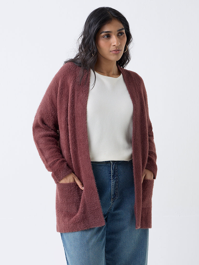 Gia Dark Brown Fleece-Textured Shrug