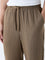 ETA Brown Solid Relaxed-Fit Mid-Rise Pants