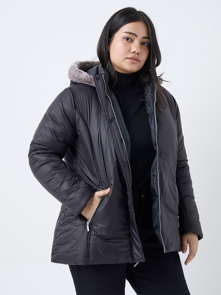 Gia Black Hooded Puffer Jacket