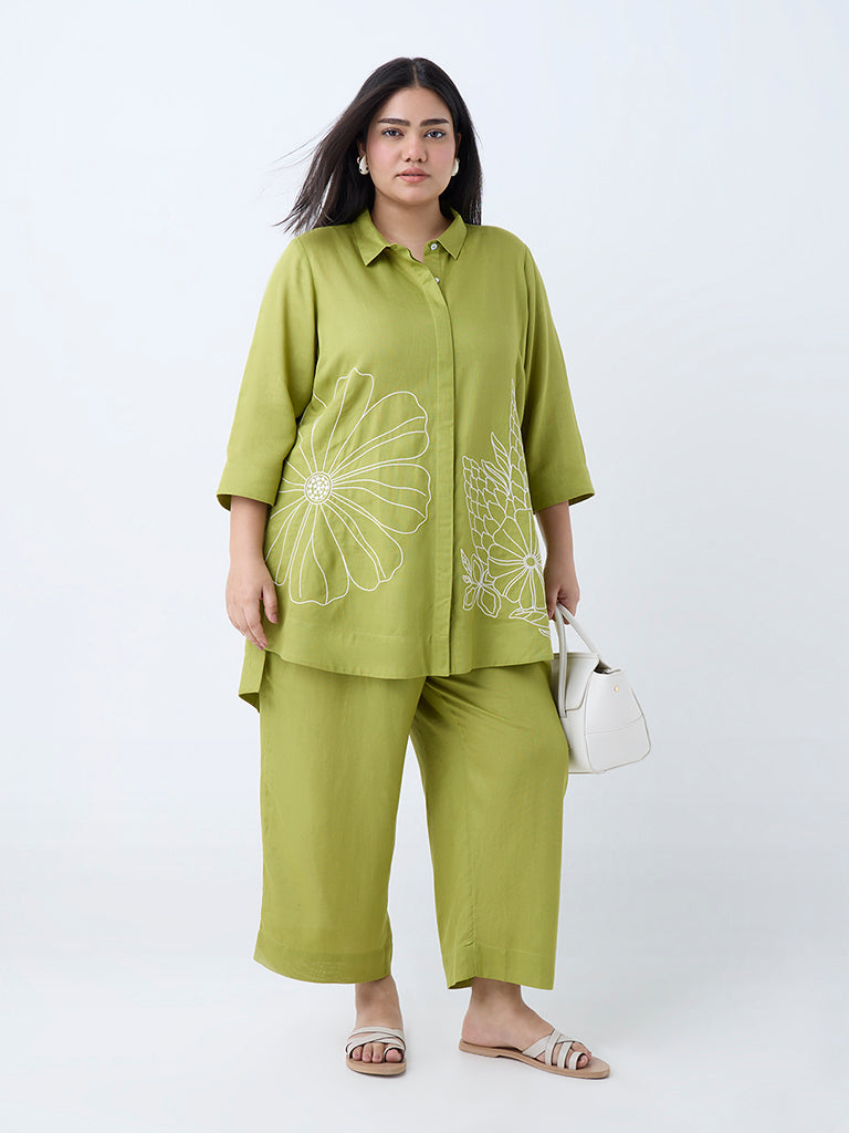 Diza Lime Floral Pattern Tunic