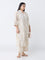 Diza Off-White Botanical Design Cotton-Blend A-Line Kurta