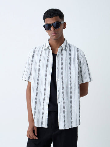 ETA White Striped Relaxed-Fit Shirt
