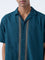 ETA Teal Embroidered Relaxed-Fit Cotton Shirt