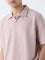 ETA Light Pink Self Relaxed-Fit Cotton-Blend Polo T-Shirt