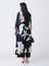 Diza Black Floral Design A-Line Kurta