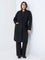 Gia Black Solid Trench Coat