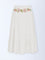 Bombay Paisley Off-White Embroidered Tiered Cotton Skirt