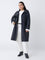 Gia Black Solid Hooded Long Coat