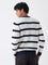 Ascot White Striped Relaxed-Fit Cotton-Blend Sweater