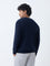 Ascot Navy Knit-Textured Relaxed-Fit Cotton Sweater