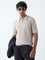 Ascot Beige Textured Relaxed-Fit Cotton-Blend Polo T-Shirt