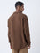 ETA Brown Crinkle-Textured Relaxed-Fit Cotton Shirt