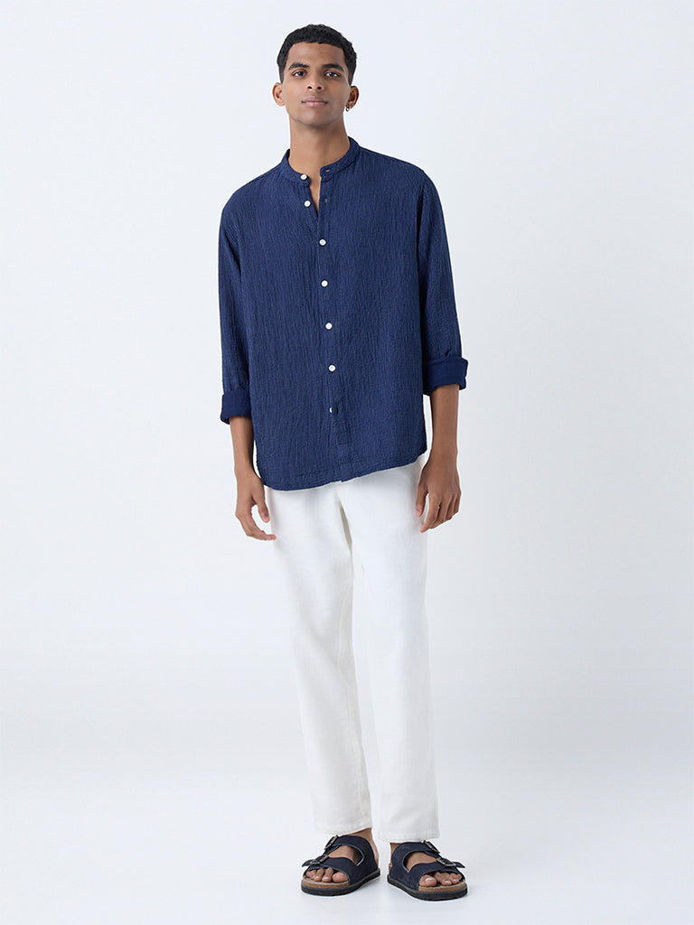 ETA Indigo Stripe Detailed Relaxed-Fit Cotton Shirt