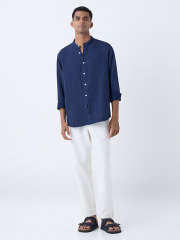 ETA Indigo Stripe Detailed Relaxed-Fit Cotton Shirt