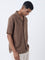 ETA Brown Textured Relaxed-Fit Cotton-Blend Shirt