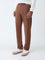 Ascot Brown Relaxed-Fit Mid-Rise Cotton-Blend Trousers